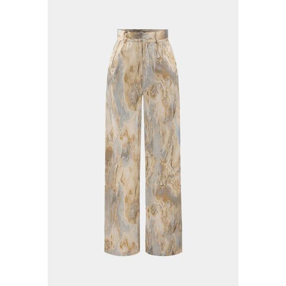 Micas Marble Print High Waisted Satin wide leg Pants NWT Size Small resort wear - Picture 4 of 11